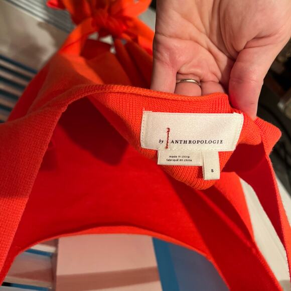 ANTHROPOLOGIE BRIGHT SALMON PINK KNITTED CROP TOP - Picture 13 of 16
